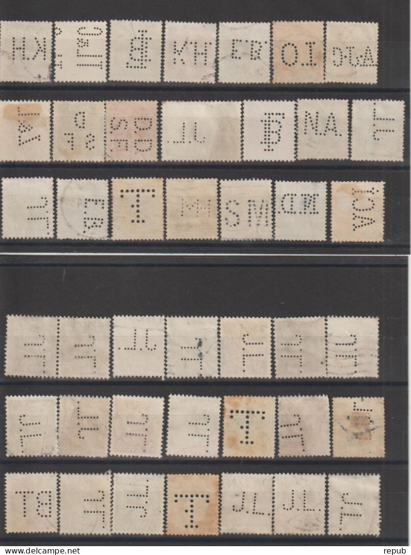 Danemark Lot De 84 Timbres Perforés Perfins - Variétés Et Curiosités