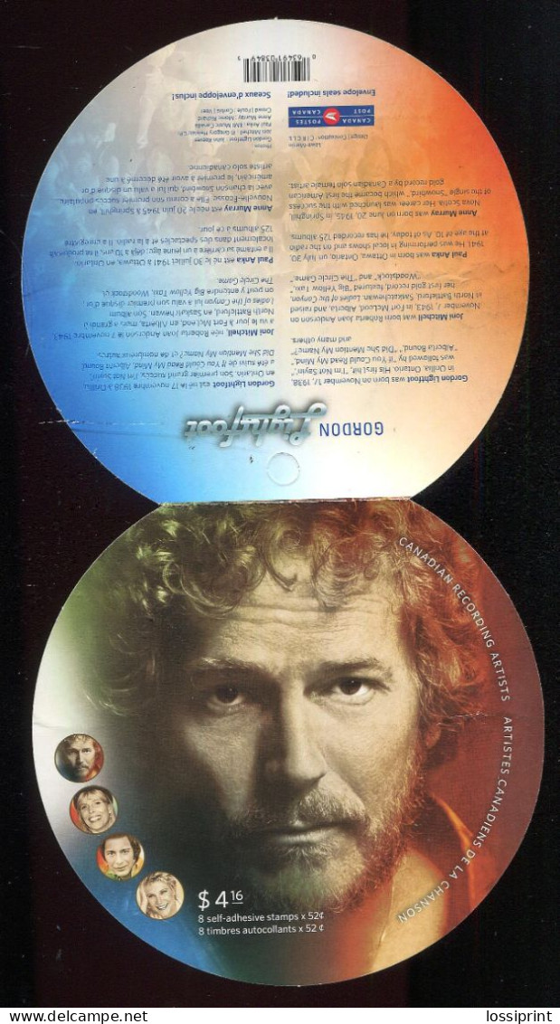 Canada:Unused Booklet Singers Gordon Lightfoot, Joni Mitchell, Anne Murray, Paul Anka, 2007, MNH - Chanteurs