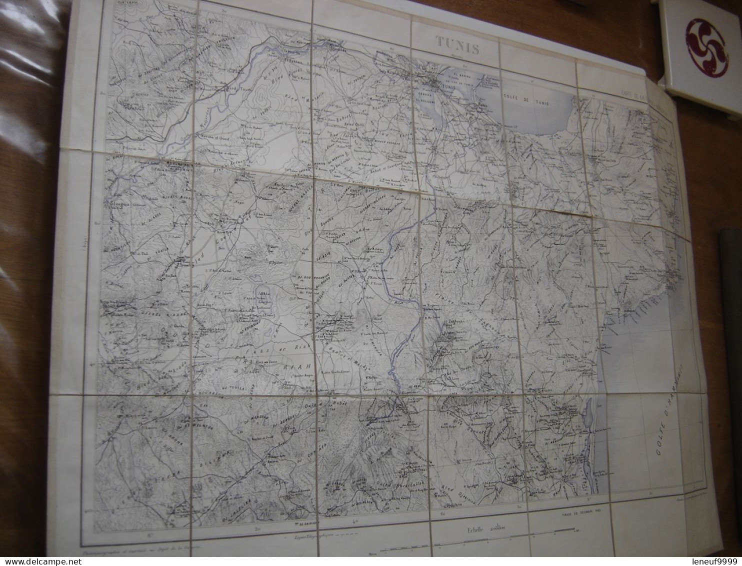 Carte Entoilee De La TUNISIE TUNIS 1883 Colonel Perrier Depot De La Guerre - Cartes Géographiques