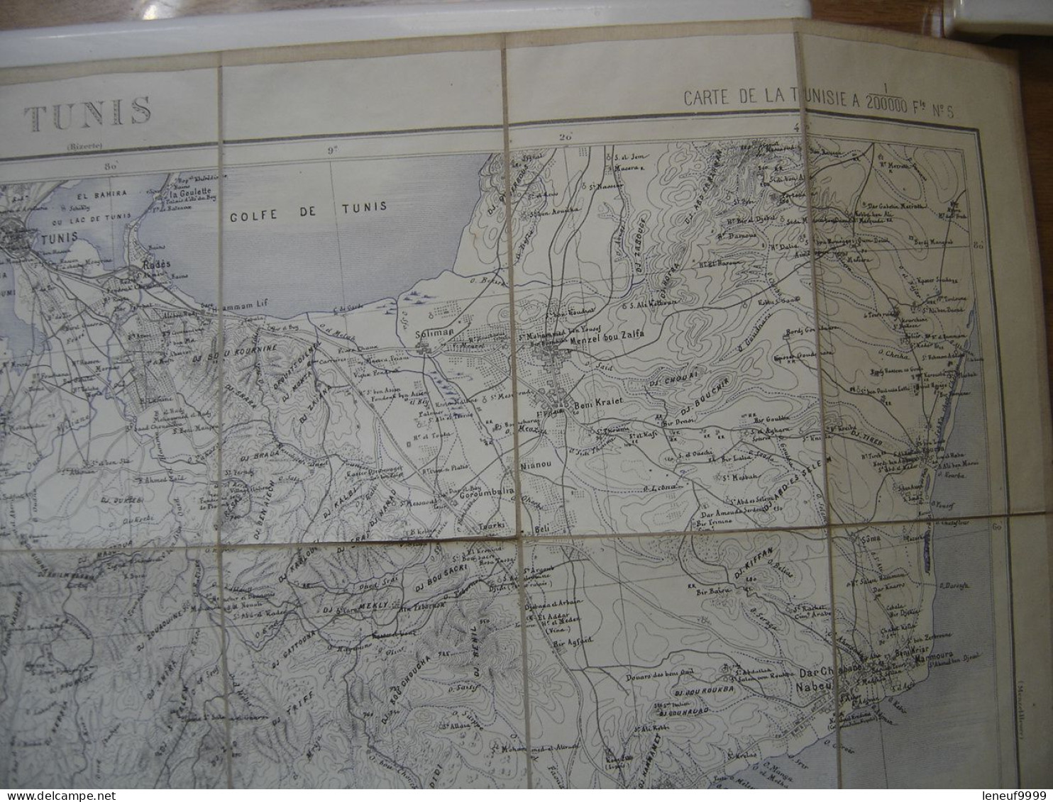 Carte Entoilee De La TUNISIE TUNIS 1883 Colonel Perrier Depot De La Guerre - Cartes Géographiques