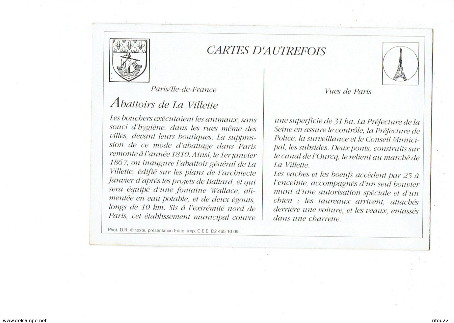 Cartes D'autrefois - Abattoirs De La Villette - Métier Boucher - Meneurs De Viande - Cheval - Reproduction - Sammlungen & Sammellose