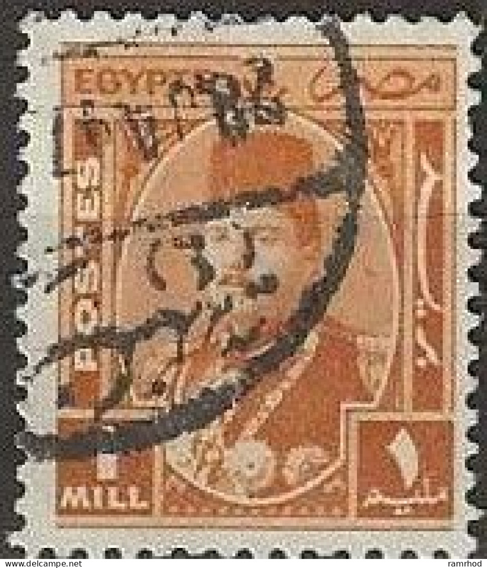 EGYPT 1944 King Farouk - 1m. - Brown FU - Usados