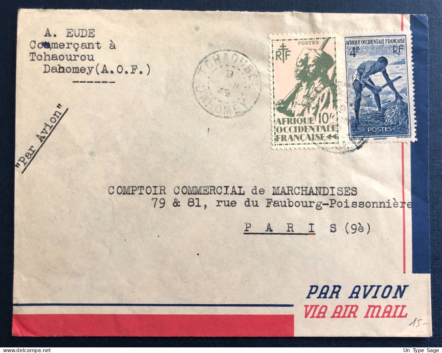 Dahomey, Divers Sur Enveloppe TAD TCHAOUROU 9.1.1939 - (B3083) - Brieven En Documenten