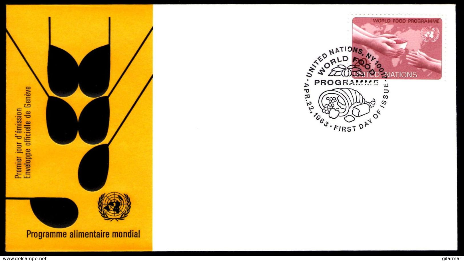 ONU UNITED NATIONS NEW YORK / GENEVA / VIENNA 1983 - WORLD FOOD PROGRAMME - 3 FDC - M - Alimentation