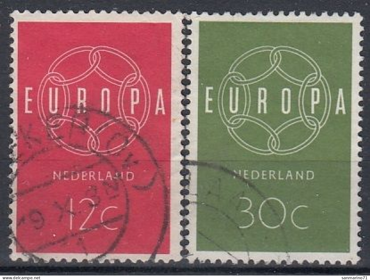 NETHERLANDS 735-736,used,falc Hinged - 1959