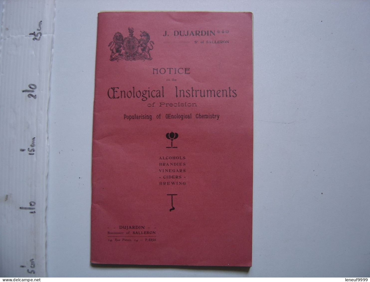 Notice On The Instruments Of Precision Popularising OEnological Chemist Dujardin - 1900-1949