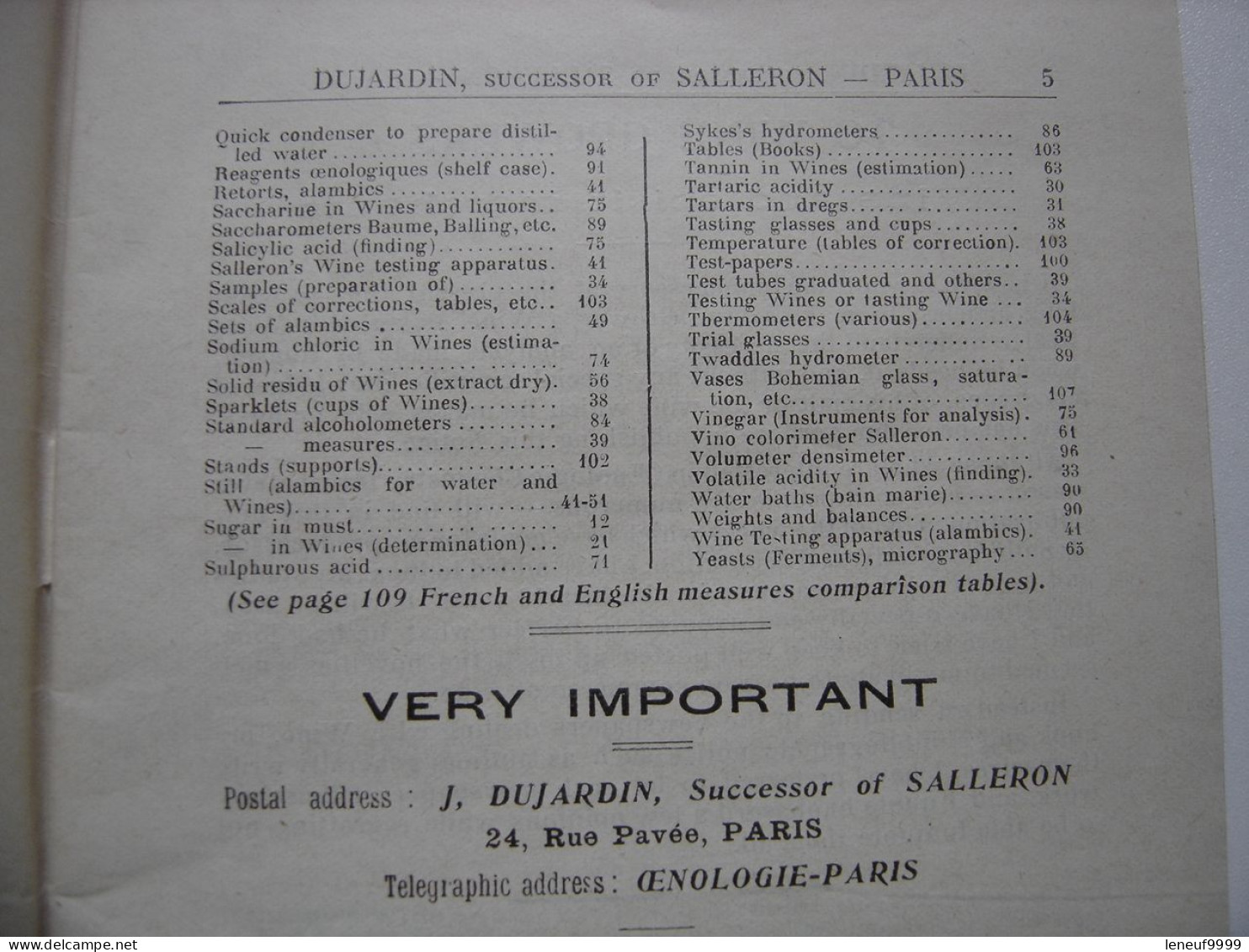 Notice On The Instruments Of Precision Popularising OEnological Chemist Dujardin - 1900-1949