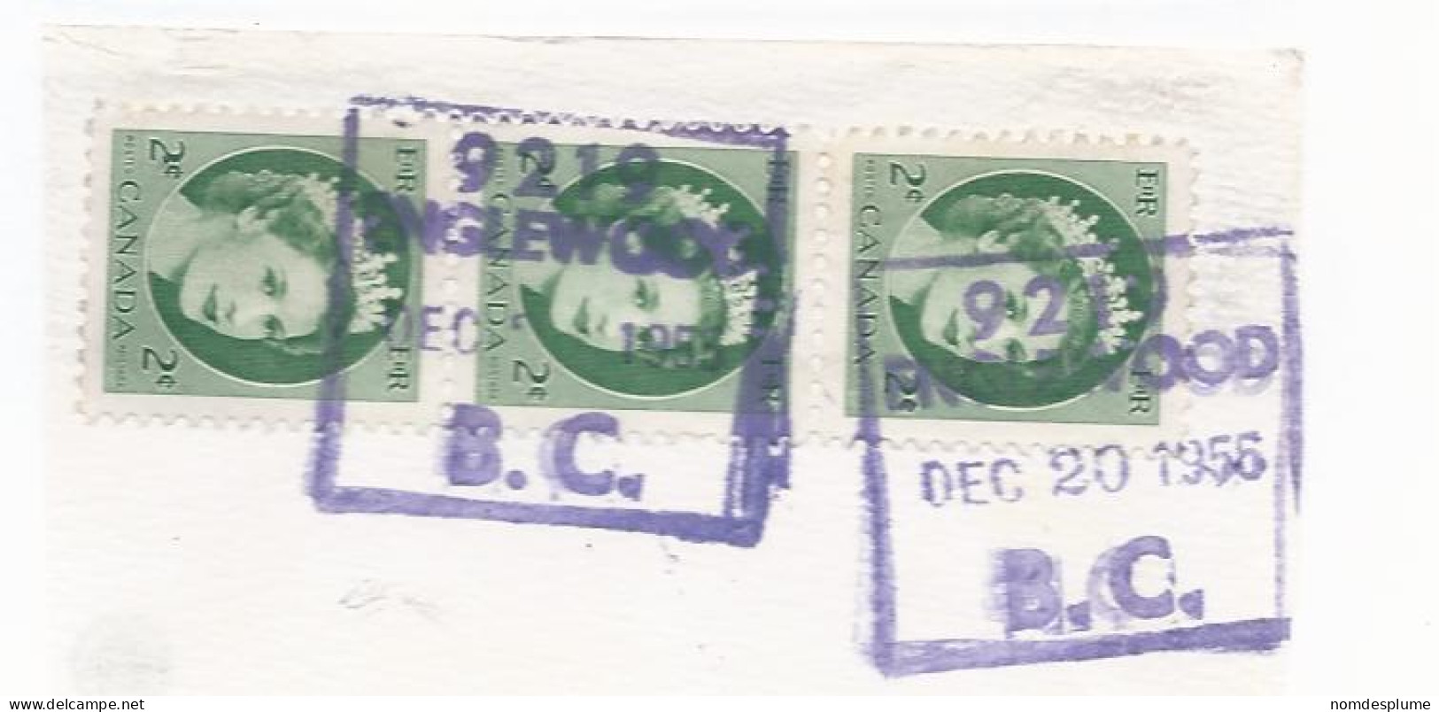 18724) Canada 1956 Closed BC British Columbia Post Office Postmark Cancel MOON - Gebruikt