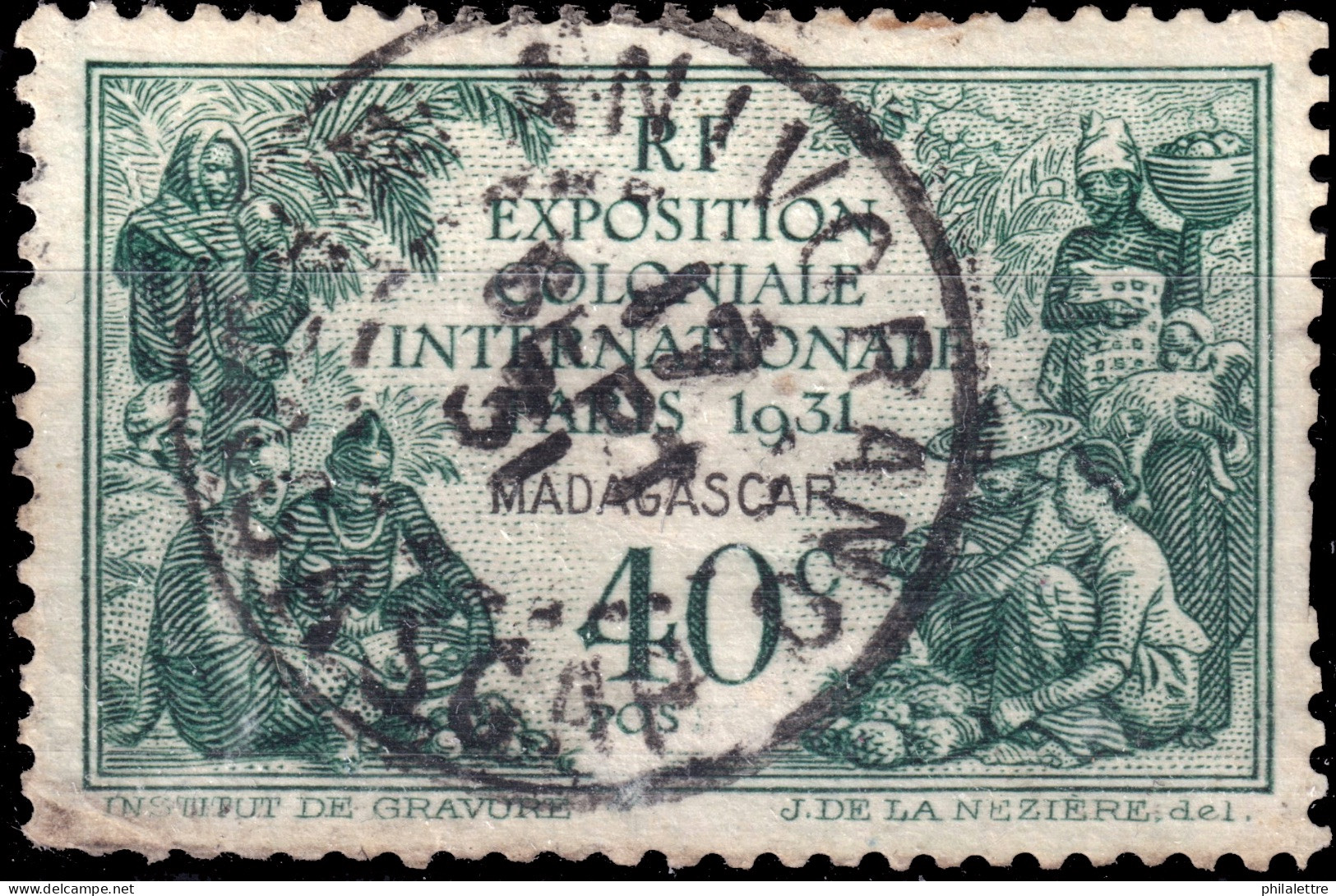 MADAGASCAR - 1931 - TàD "ANIVORANO / MADAGASCAR" Sur Yv.179 40c Vert Expo Coloniale - B/TB (défauts De Dentelure) - Gebruikt