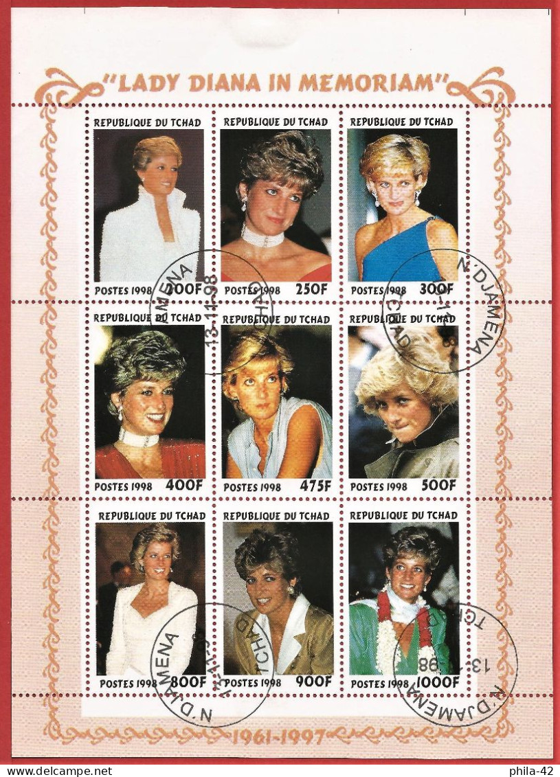 Chad 1999 - Mi 1877 To 1885 KB - YT 1100R To 1100Z ( Princess Diana ) - Tchad (1960-...)