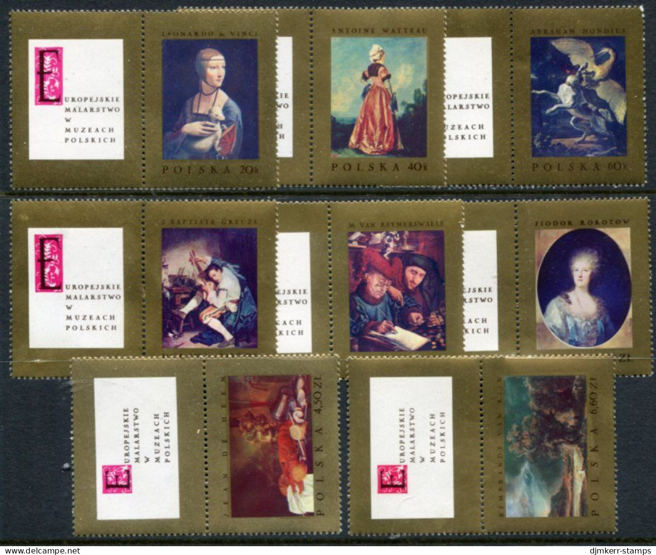 POLAND 1967 National Gallery Paintings With Labels  MNH / **.  Michel 1808-15 Zf - Unused Stamps