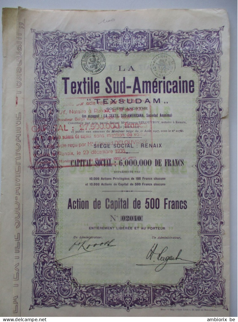 La Textile Sud-Américaine - TEXSUDAM - Renaix - Tessili