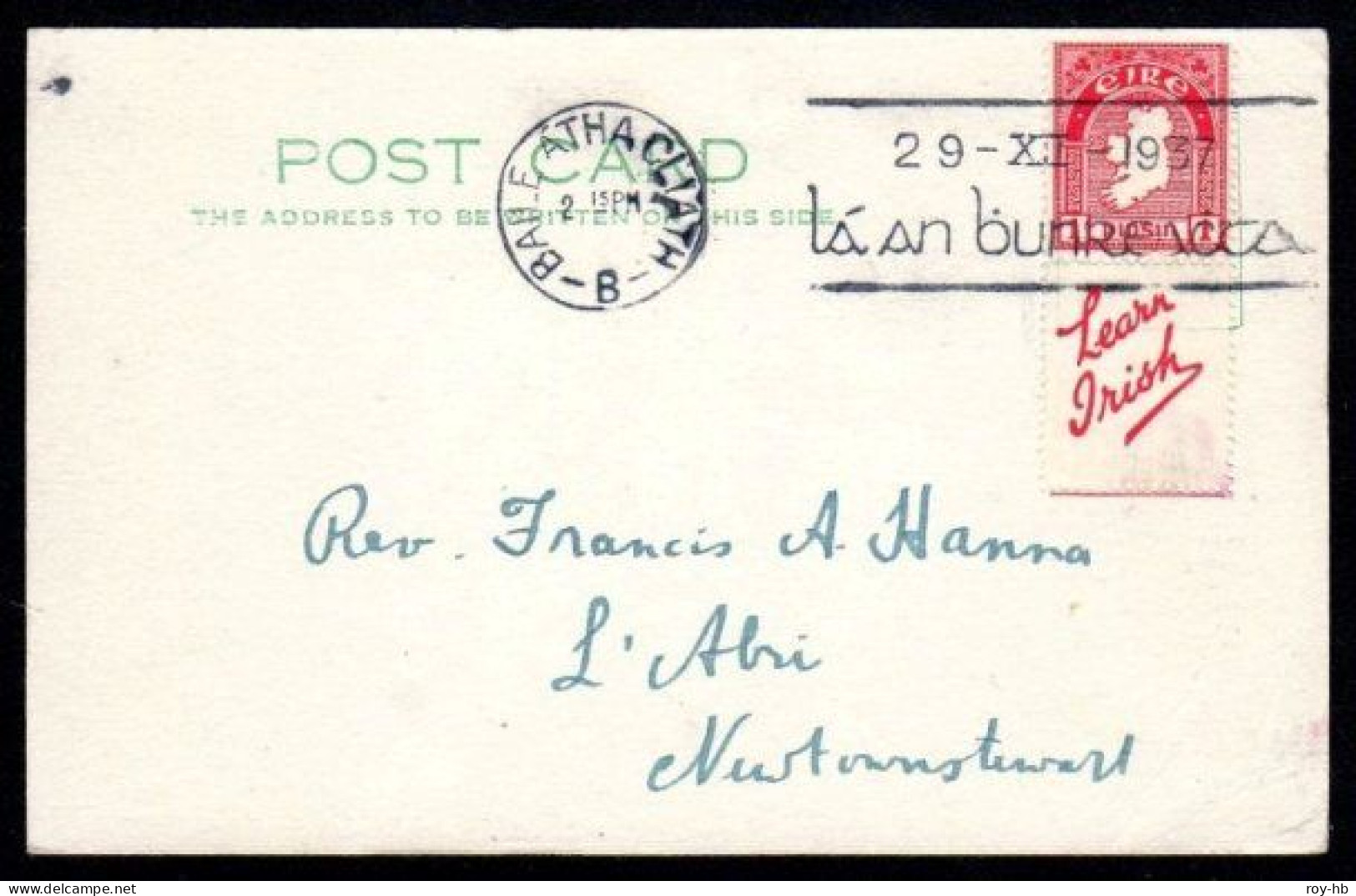 1937 Postcard With 1d Booklet Stamp Tied By Constitution Day Machine Cancel - Briefe U. Dokumente