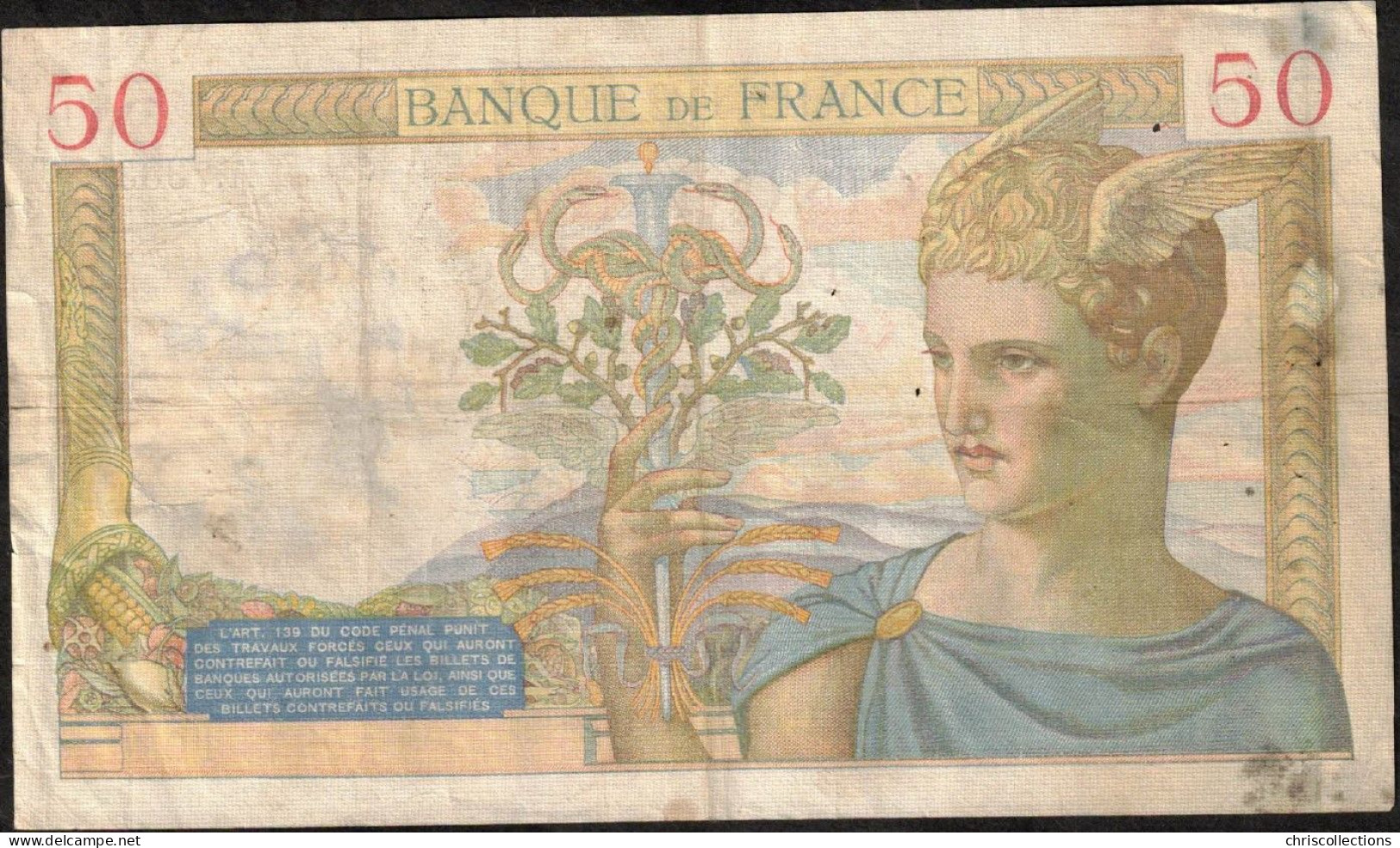 FRANCE - 50 Francs Cérès - 30/12/1937 - TB+  -  F : 18/6 - 50 F 1934-1940 ''Cérès''