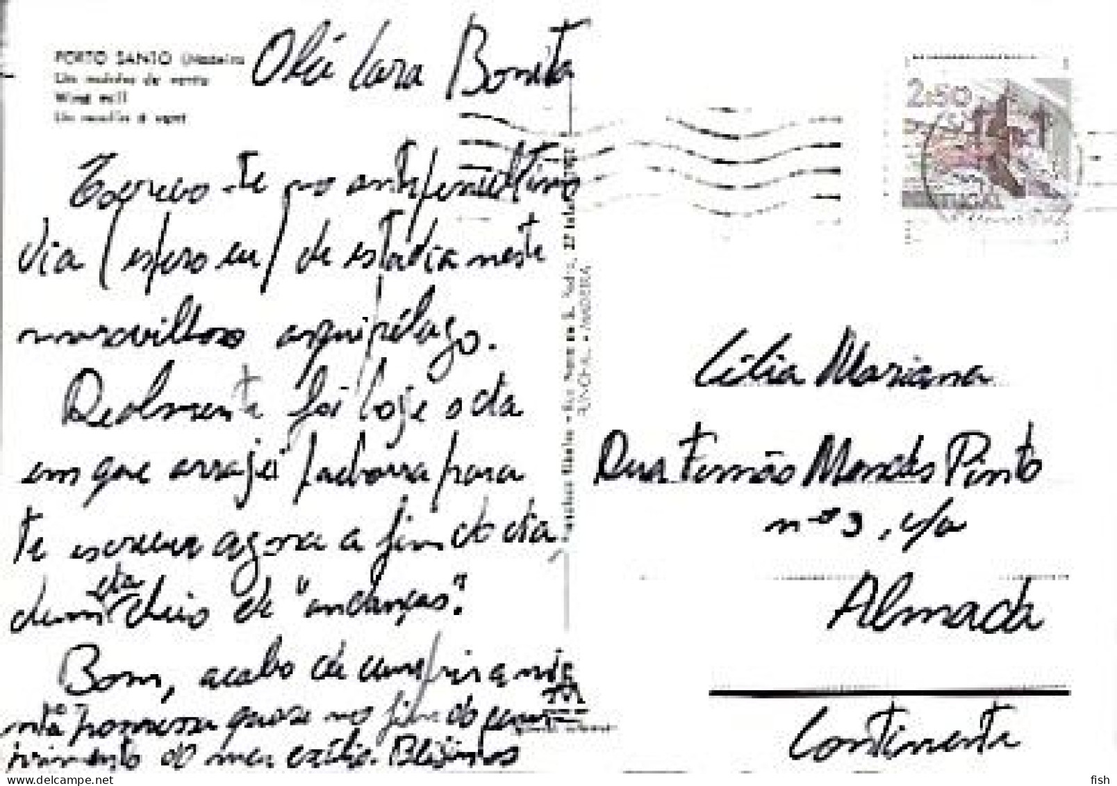 Portugal & Marcofilia, Porto Santo Windmill, Funchal A Almada 1976 (71) - Brieven En Documenten