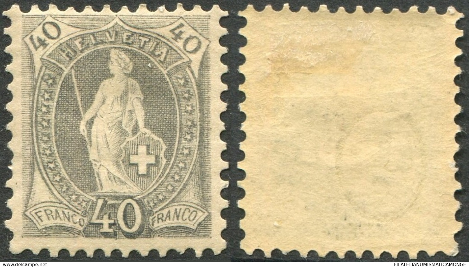 Suiza 1882 Correo 75 */MH 40 Ctms. 1882 Gris  - Ongebruikt