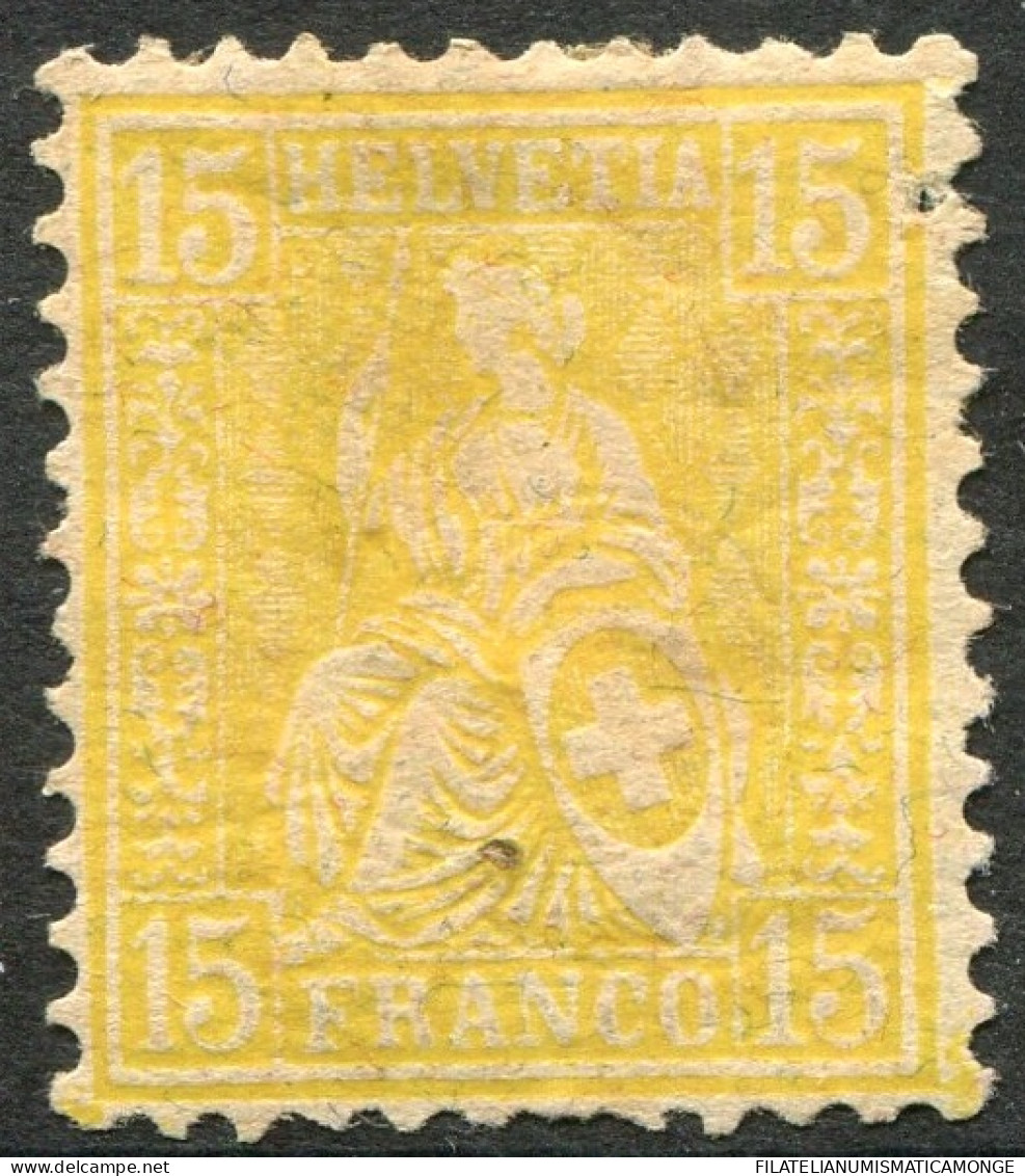 Suiza 1881 Correo 52 */MH 15 Ctms. 1881 Amarillo  - Neufs