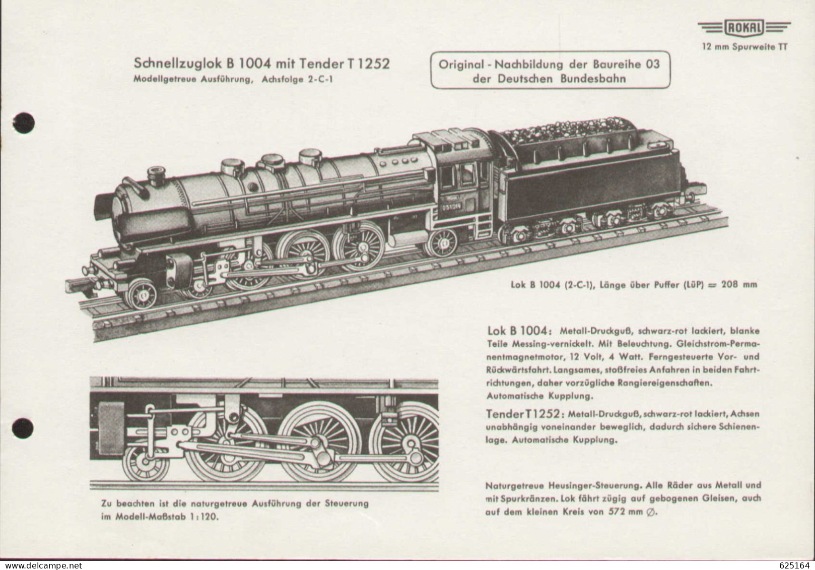 Catalogue ROKAL 1954 Oktober Spurweit TT 12 Mm. 1:120 Modelbakn Katalog - Duits