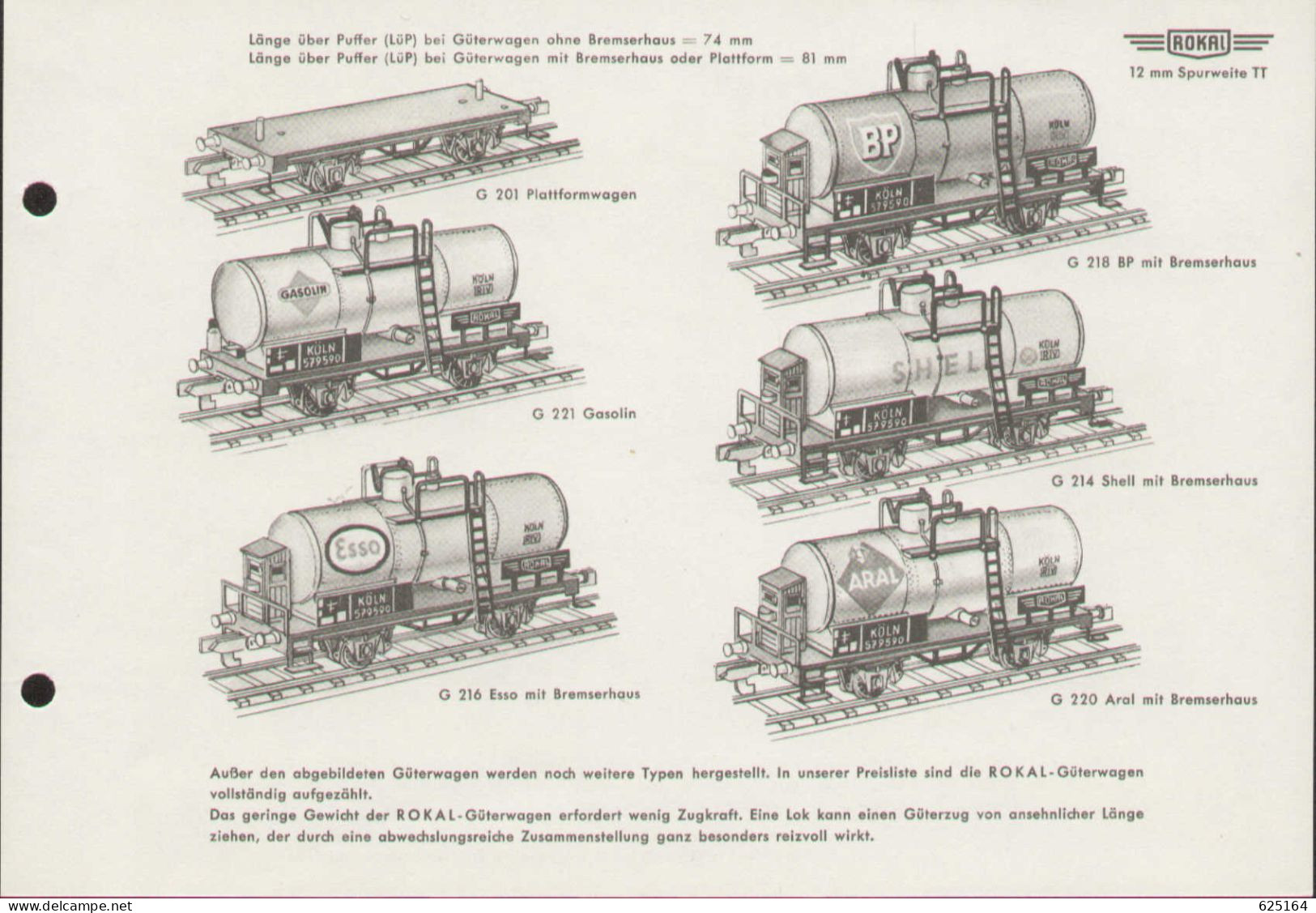 Catalogue ROKAL 1954 Oktober Spurweit TT 12 Mm. 1:120 Modelbakn Katalog - Duits