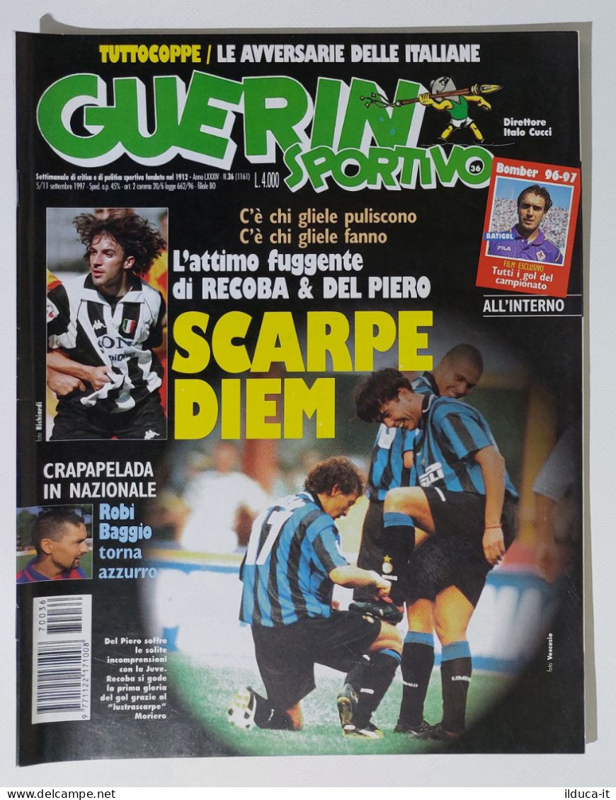 I115127 Guerin Sportivo A. LXXXIV N. 36 1997 - Del Piero Baggio Recoba - Deportes