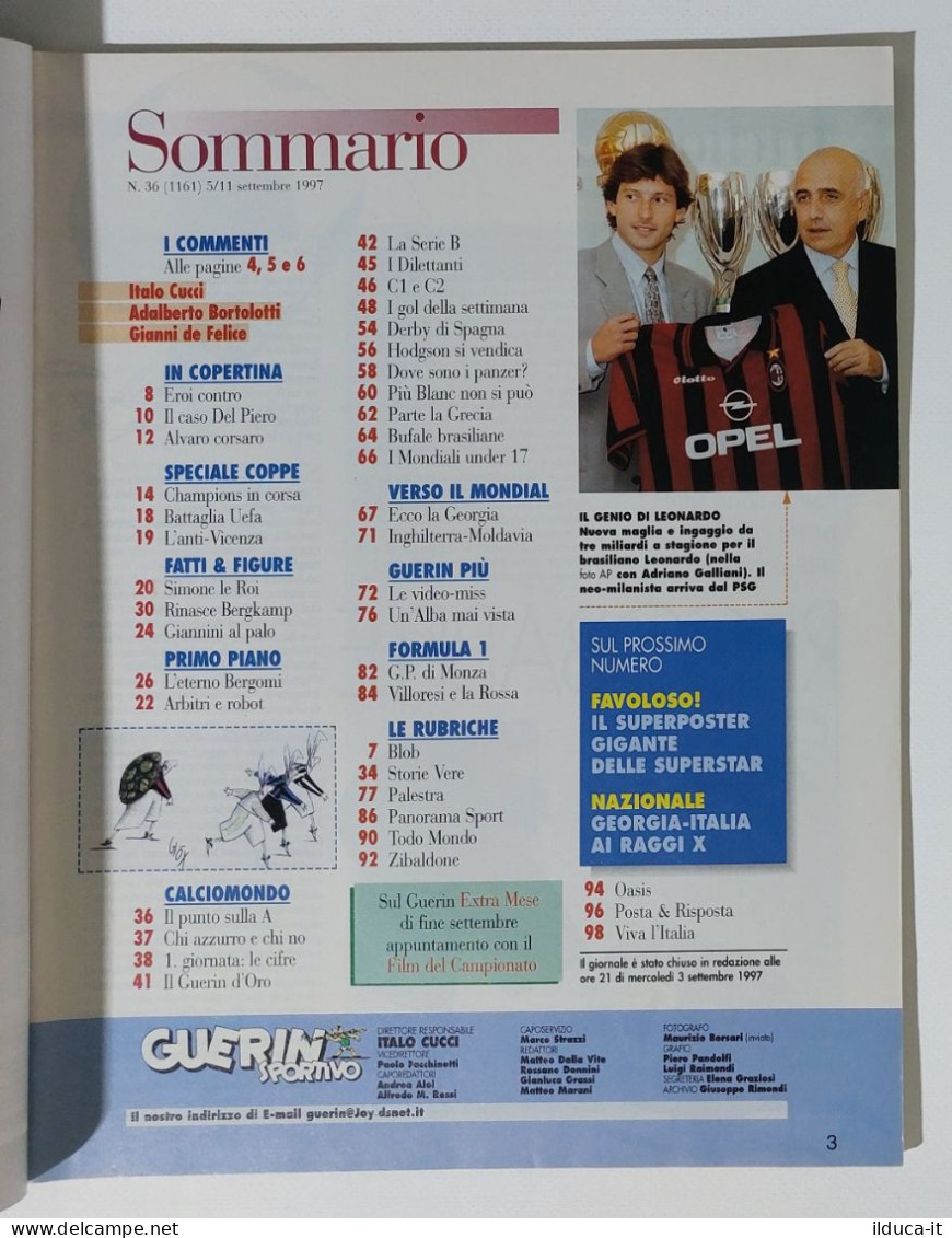 I115127 Guerin Sportivo A. LXXXIV N. 36 1997 - Del Piero Baggio Recoba - Deportes