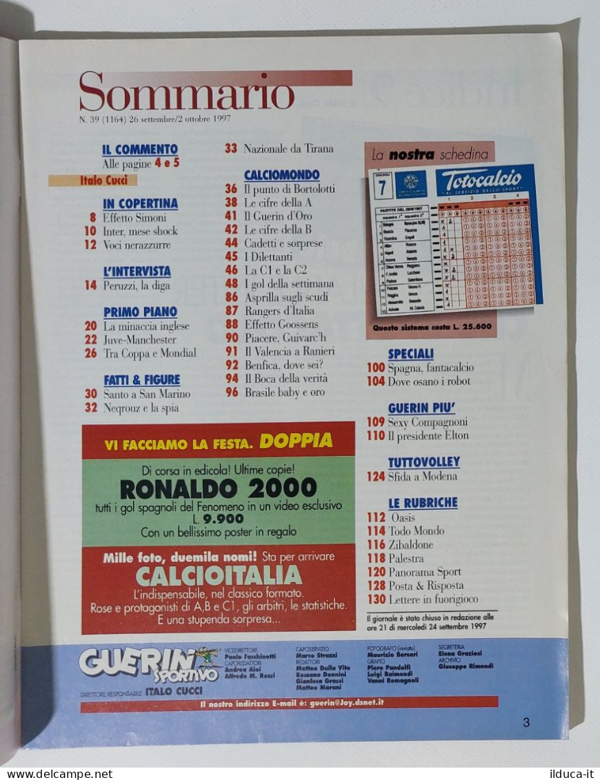 I115130 Guerin Sportivo A. LXXXIV N. 39 1997 - Peruzzi - Ronaldo - Inter - Deportes