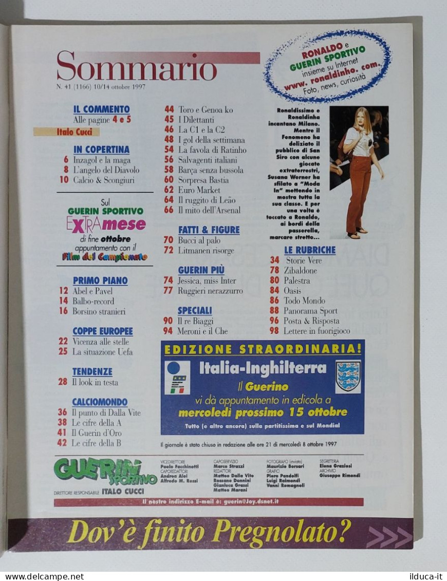 I115132 Guerin Sportivo A. LXXXIV N. 41 1997 - Pippo Inzaghi - Milan - Balbo - Deportes