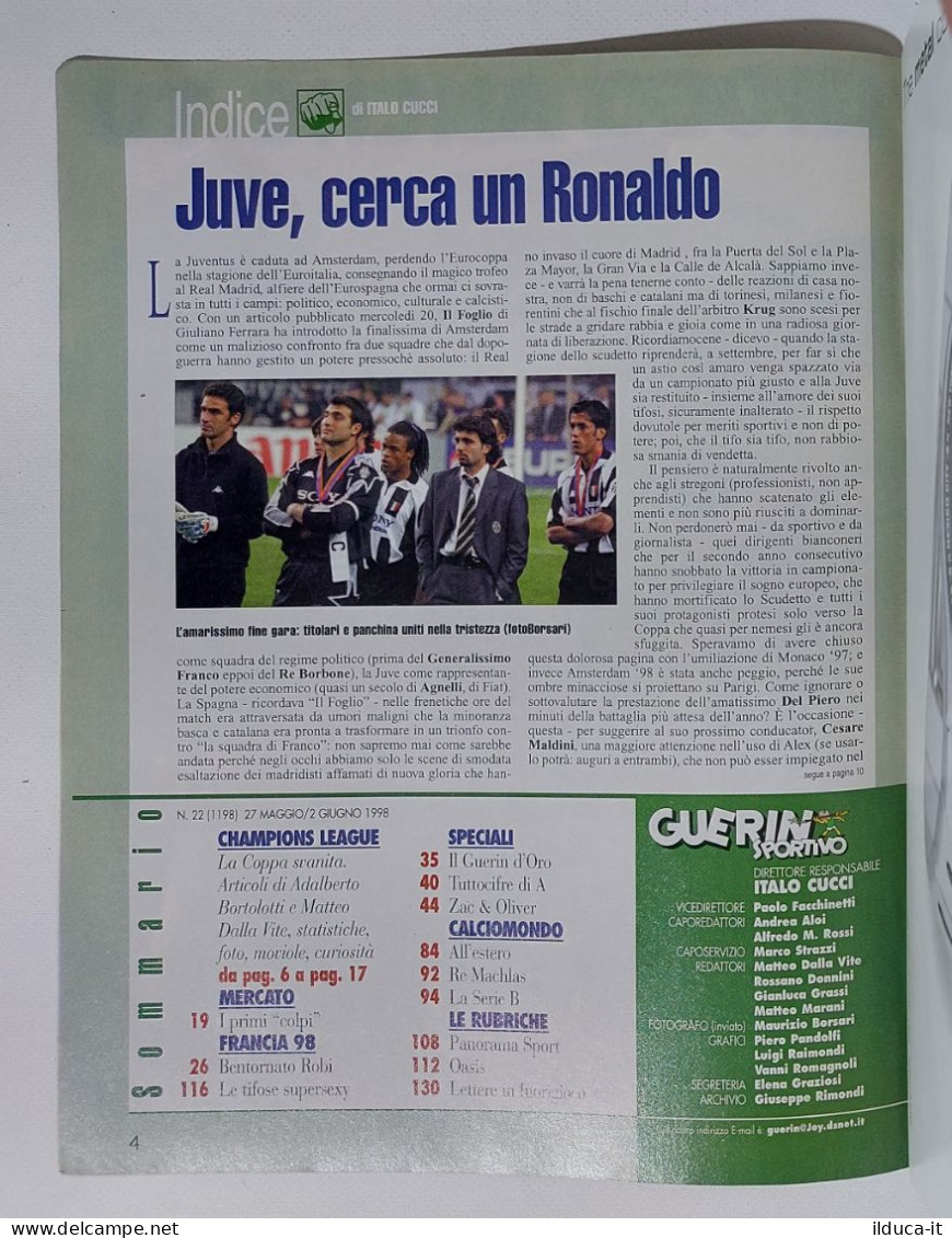 I115151 Guerin Sportivo A. LXXXVII N. 22 1998 - Totti - Baggio - Juve Shearer - Deportes