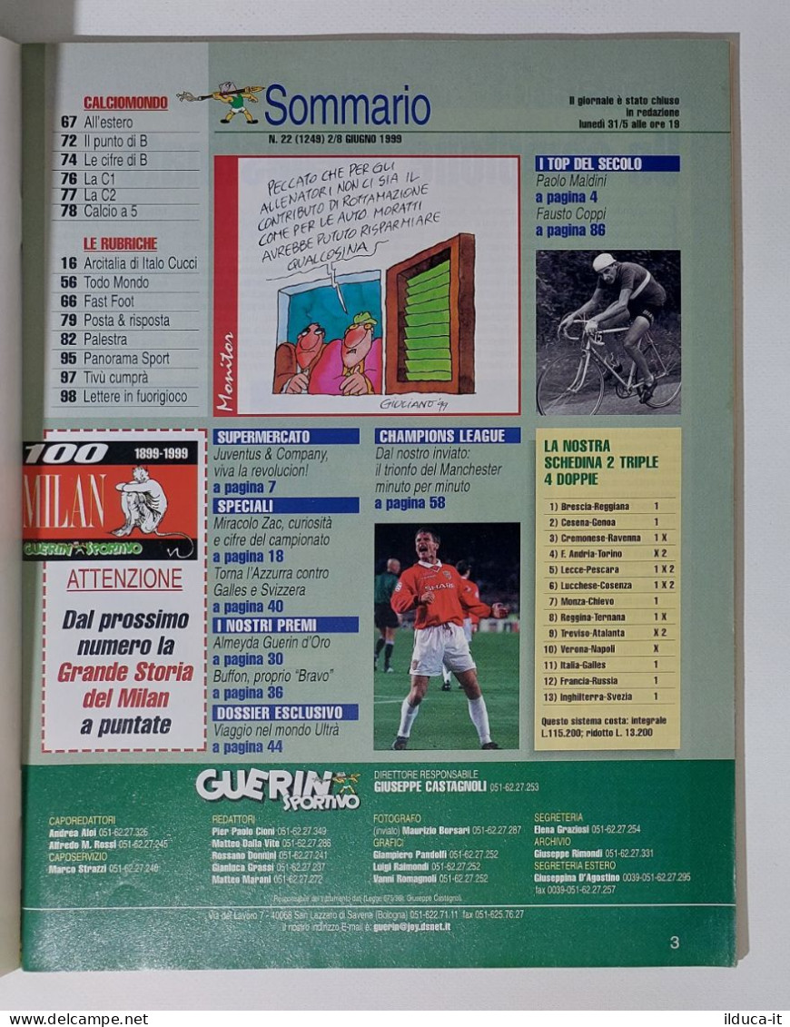 I115162 Guerin Sportivo A. LXXXVIII N. 22 1999 - Del Piero - Buffon - Vieri - Deportes