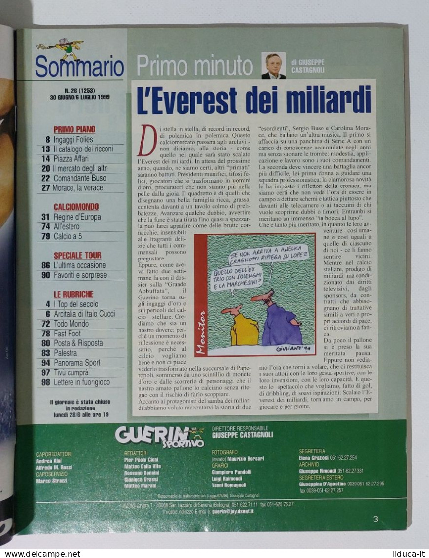 I115166 Guerin Sportivo A. LXXXVIII N. 26 1999 - Troppi Soldi Nel Calcio - Sport