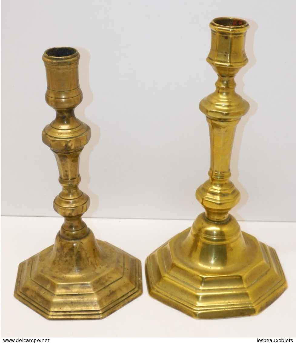 - 2 BOUGEOIRS BRONZE LOUIS XIV JUS De GRENIER PATINE ANCIENNE CANDLESTICK   E - Chandeliers, Candelabras & Candleholders