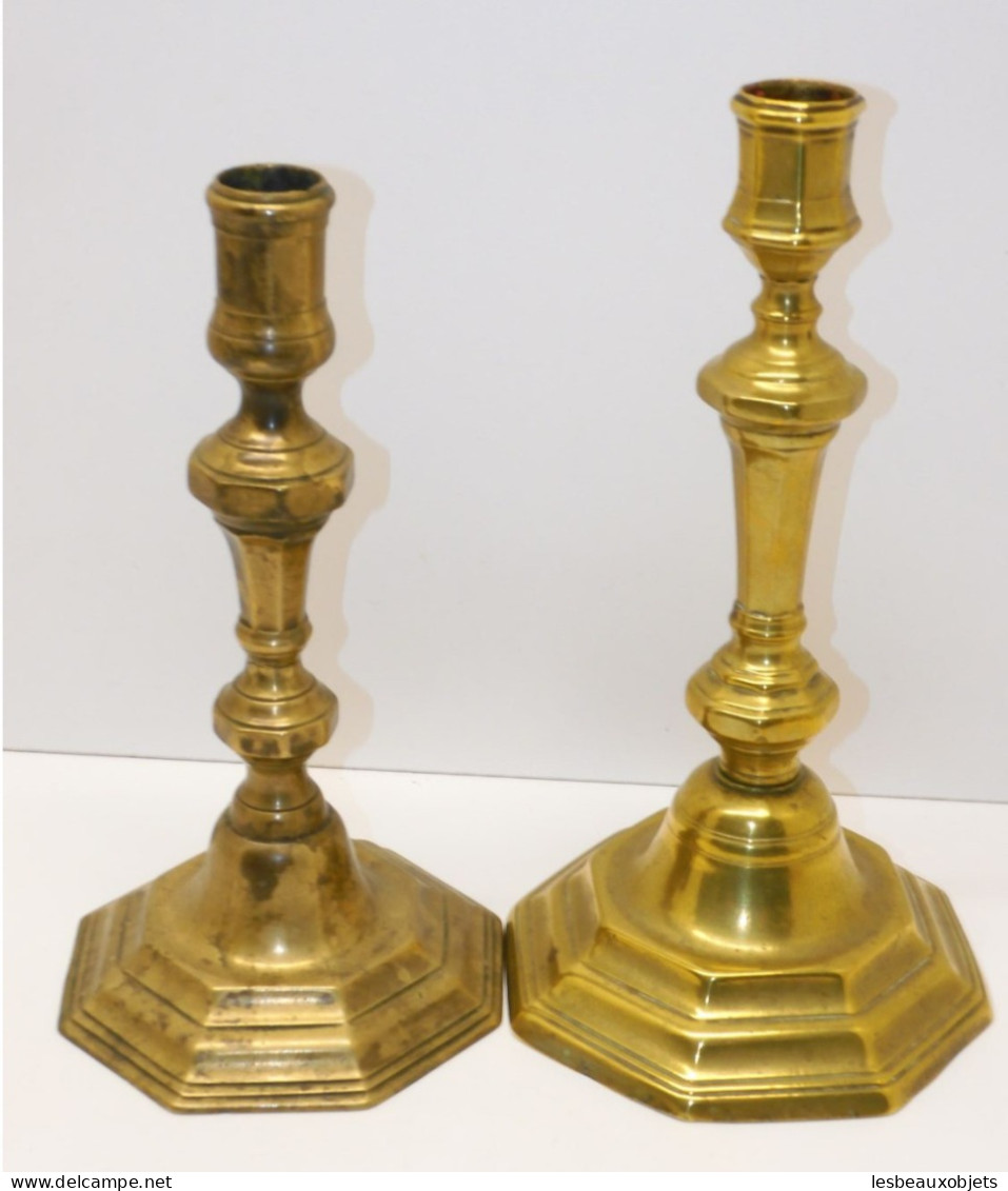 - 2 BOUGEOIRS BRONZE LOUIS XIV JUS De GRENIER PATINE ANCIENNE CANDLESTICK   E - Chandeliers, Candelabras & Candleholders