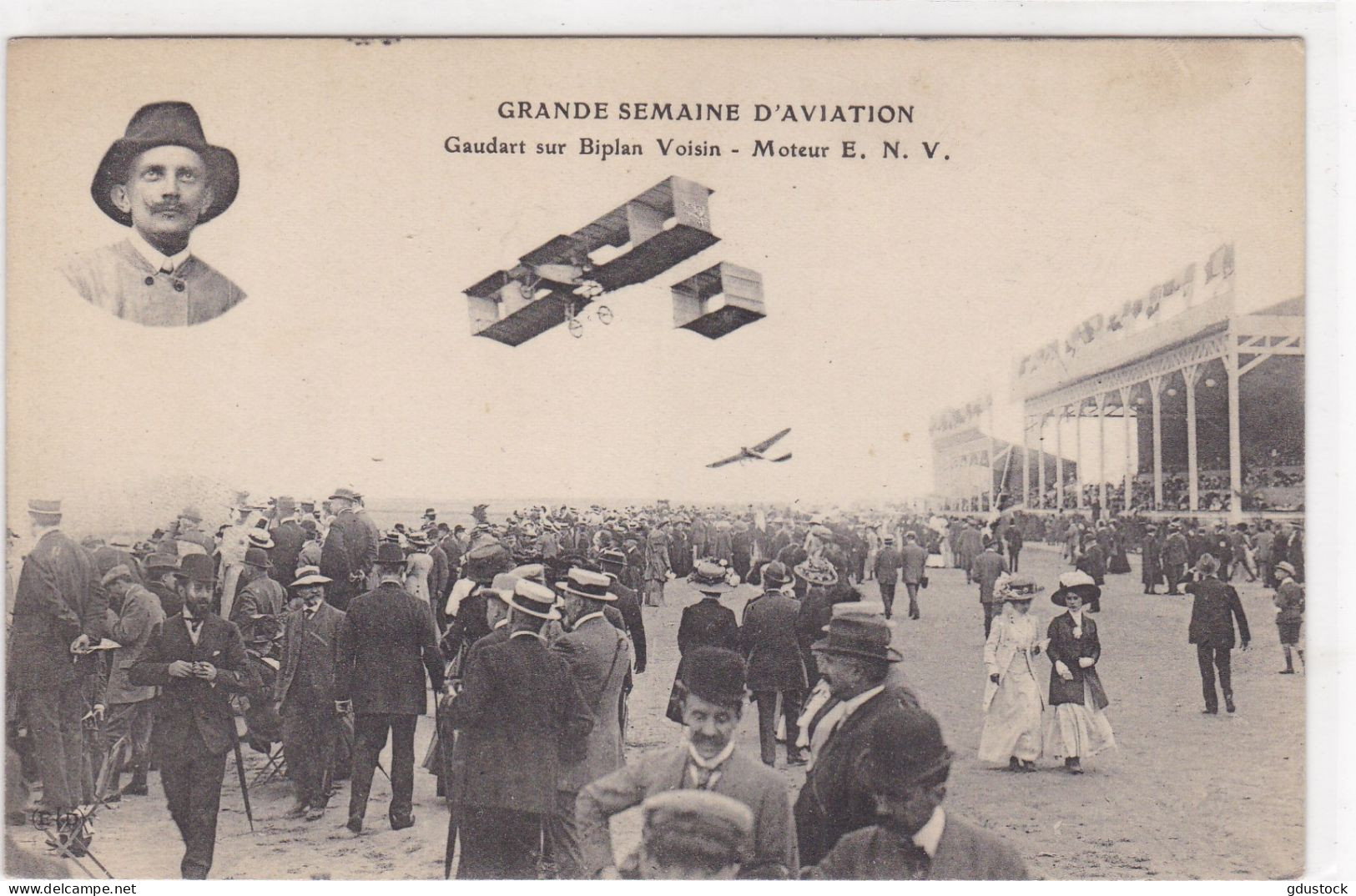 Grande Semaine D'Aviation - Gaudart Sur Biplan Voisin - Moteur E. N. V. - Aviateurs