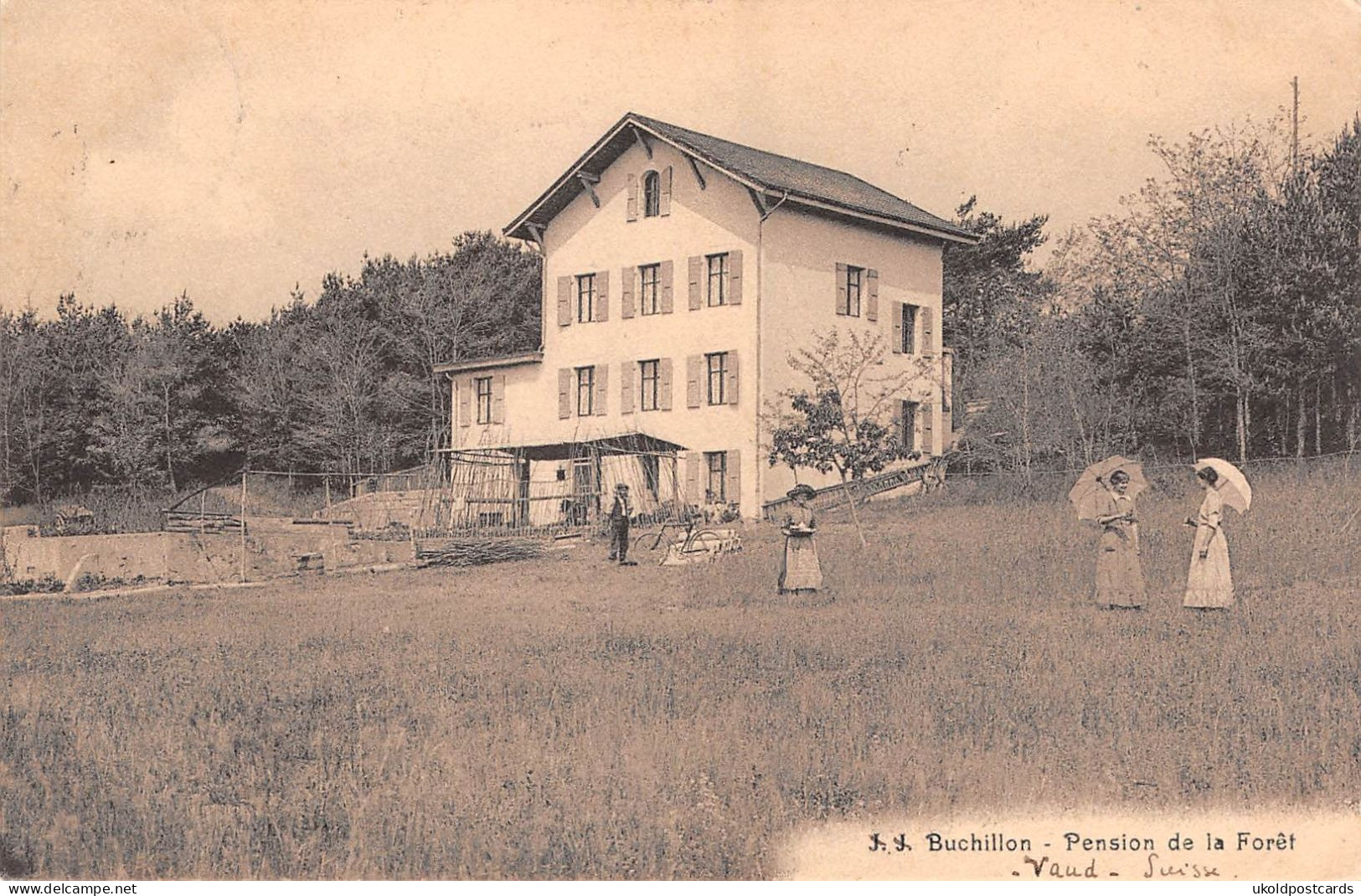 CPA  Suisse, BUCHILLON, Pension De La Foret, 1913 - Buchillon