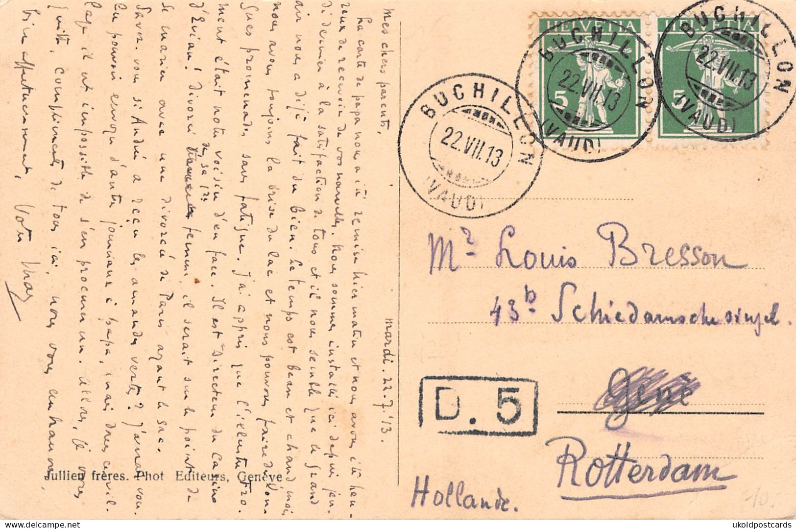 CPA  Suisse, BUCHILLON, Pension De La Foret, 1913 - Buchillon