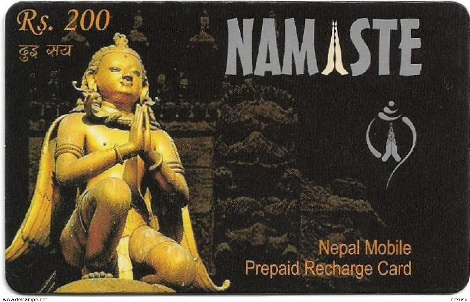 Nepal - Nepal Telecom - Namaste, Statue, Exp.31.06.2008, GSM Refill 200Rs, Used - Nepal