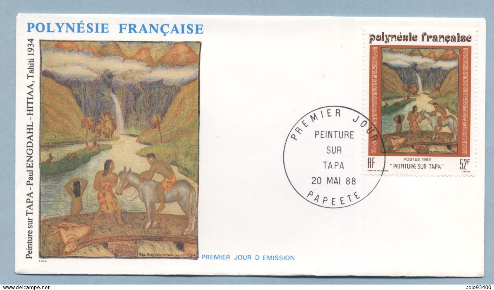 1988 MAI 20  PEINTURE SUR TAPA 52FRANCS - Lettres & Documents