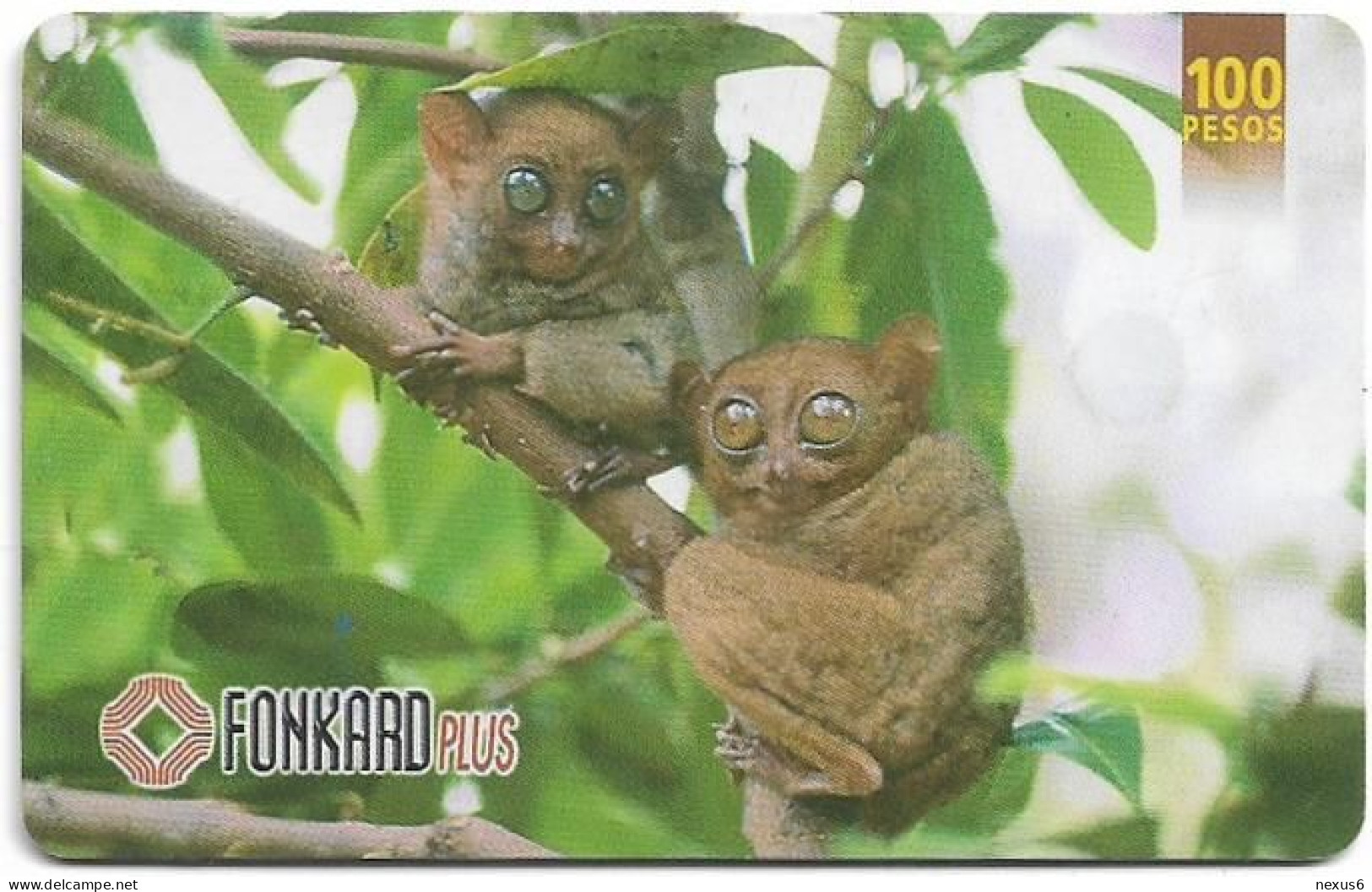 Philippines - PLDT (Chip) - Philippine Tarsiers - Cn.IWW99AA, Exp.31.10.2000, Chip CHT10, 100₱, Used - Philippines