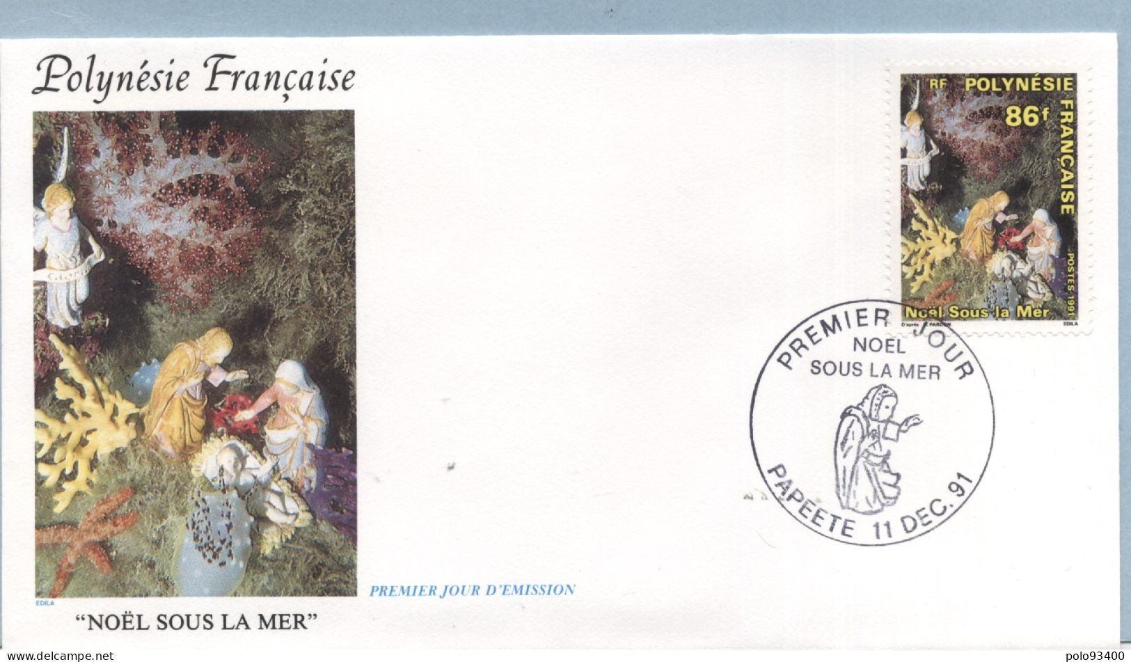 1991 NOEL SOUS LA MER 86 FRANCS - Storia Postale
