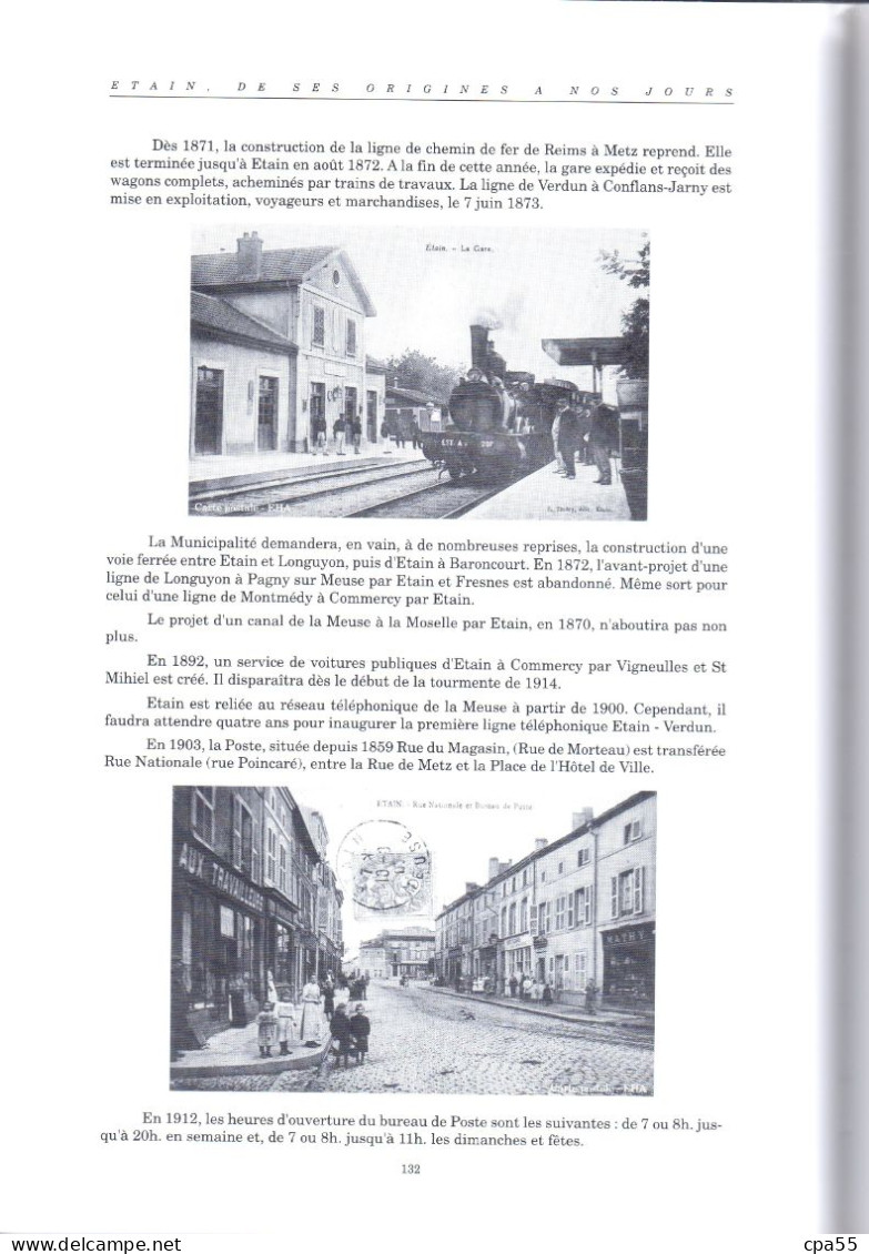 MEUSE  -  ETAIN de ses Origines à nos Jours  -  Assoss. Etain d' Hier à Aujourd'hui  -  Th. Minarie et J. Bigey  -  284p