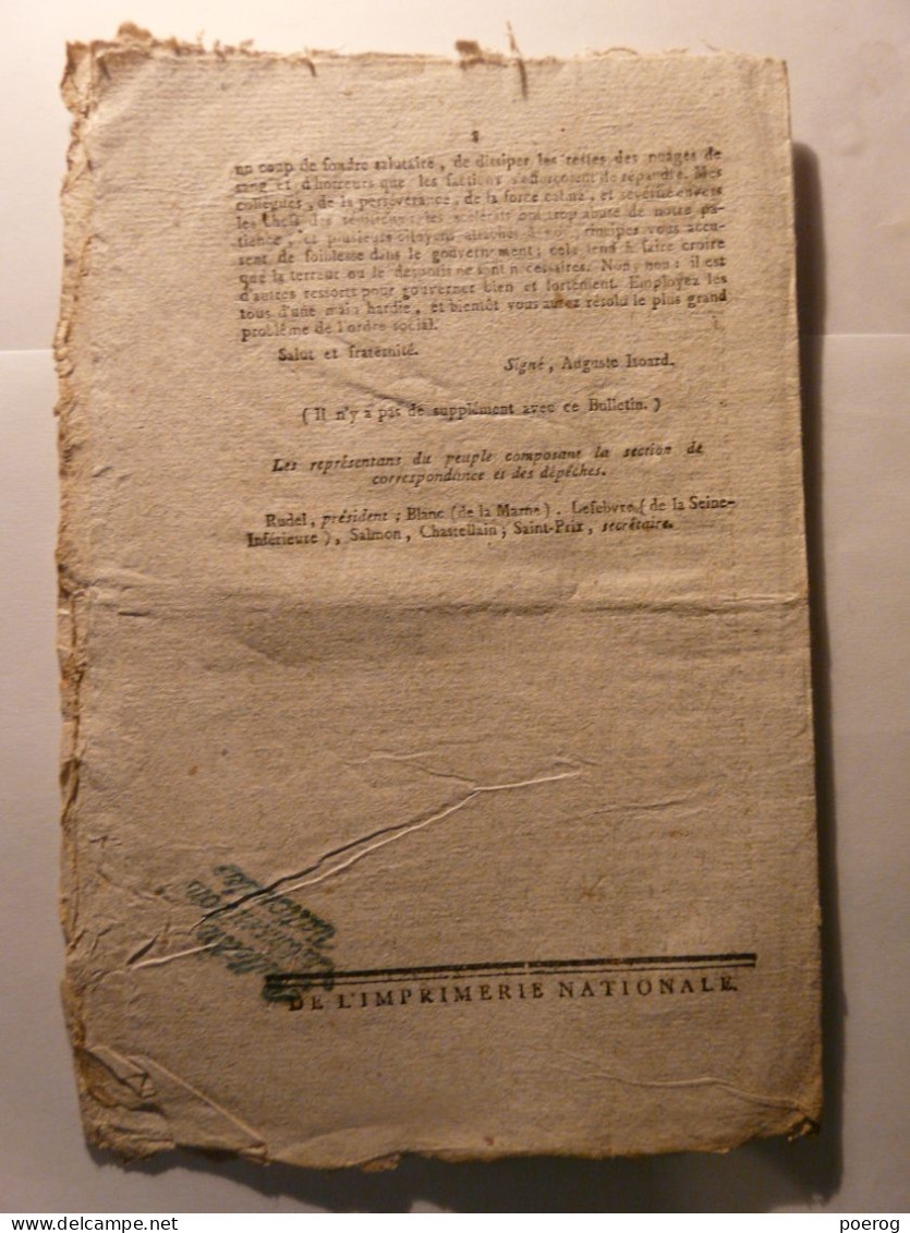 BULLETIN DE LA CONVENTION NATIONALE De 1795 - FERAUD - ARMEE OUEST VENDEE GENERAL COFFIN CANCLAUX ST PIERRE DE CHEMILLE - Decrees & Laws
