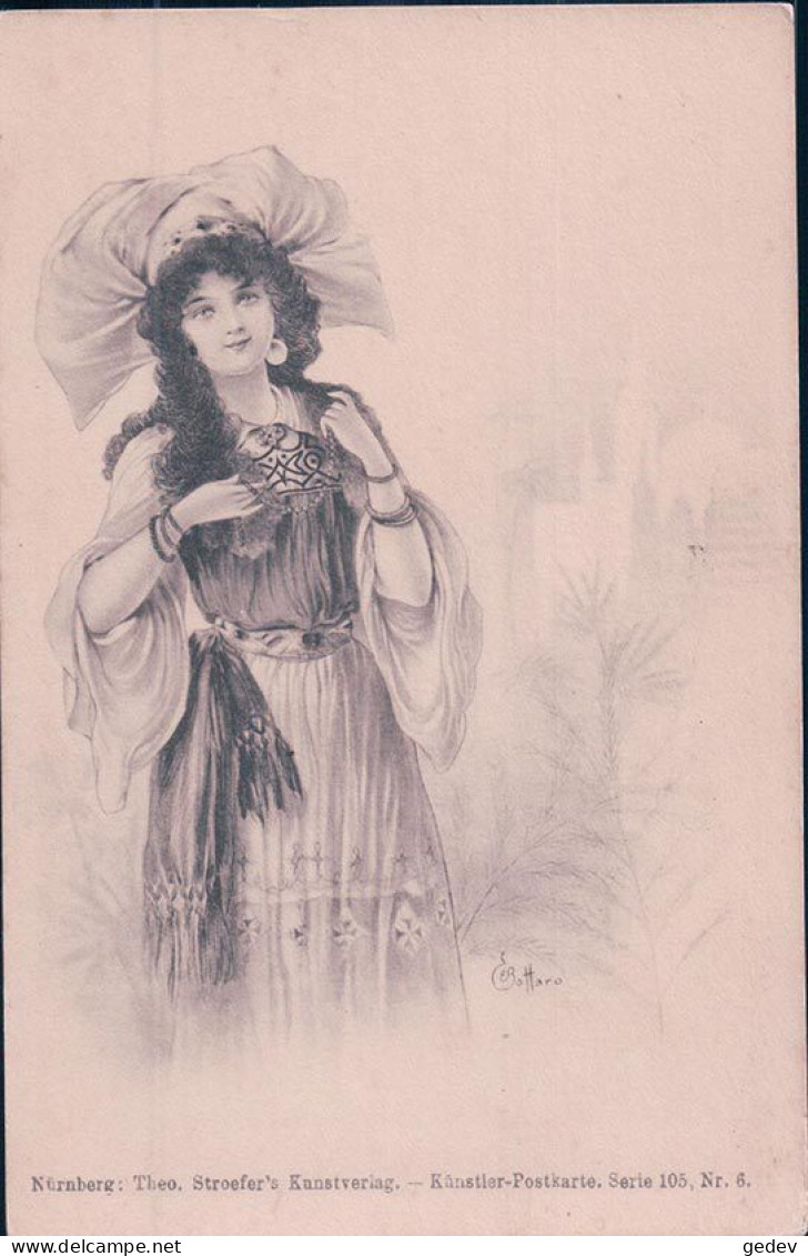 Bottaro Illustrateur, Mode, Jeune Fille En Costume Et Chapeau, Litho (6) - Bottaro