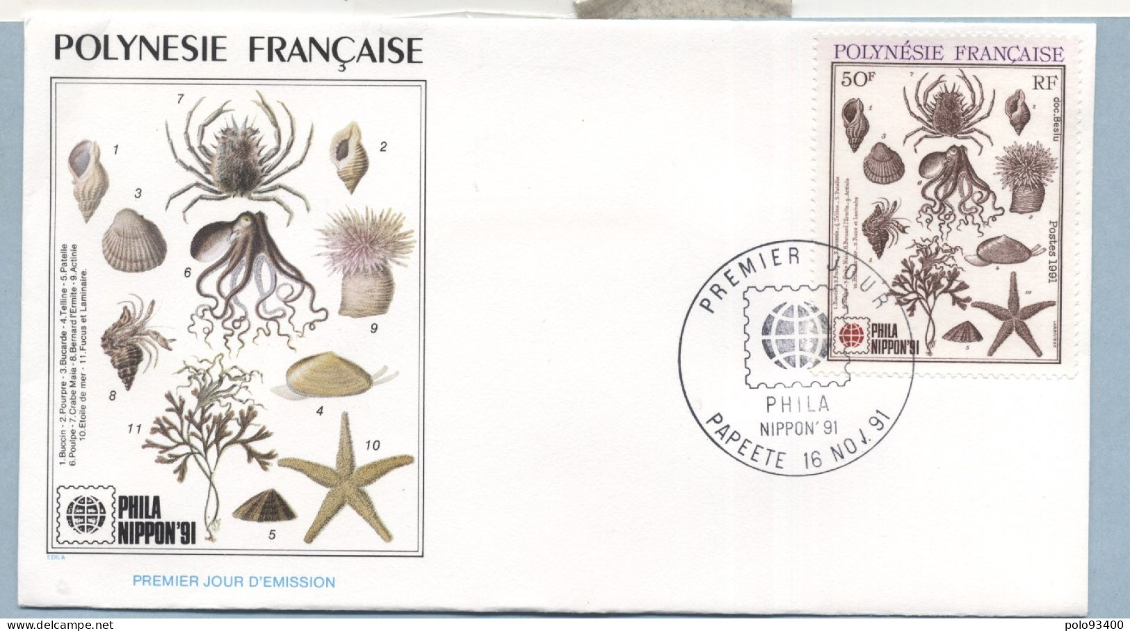 1991 NOV 16 PHILA NIPPON 50 FRANCS - Storia Postale