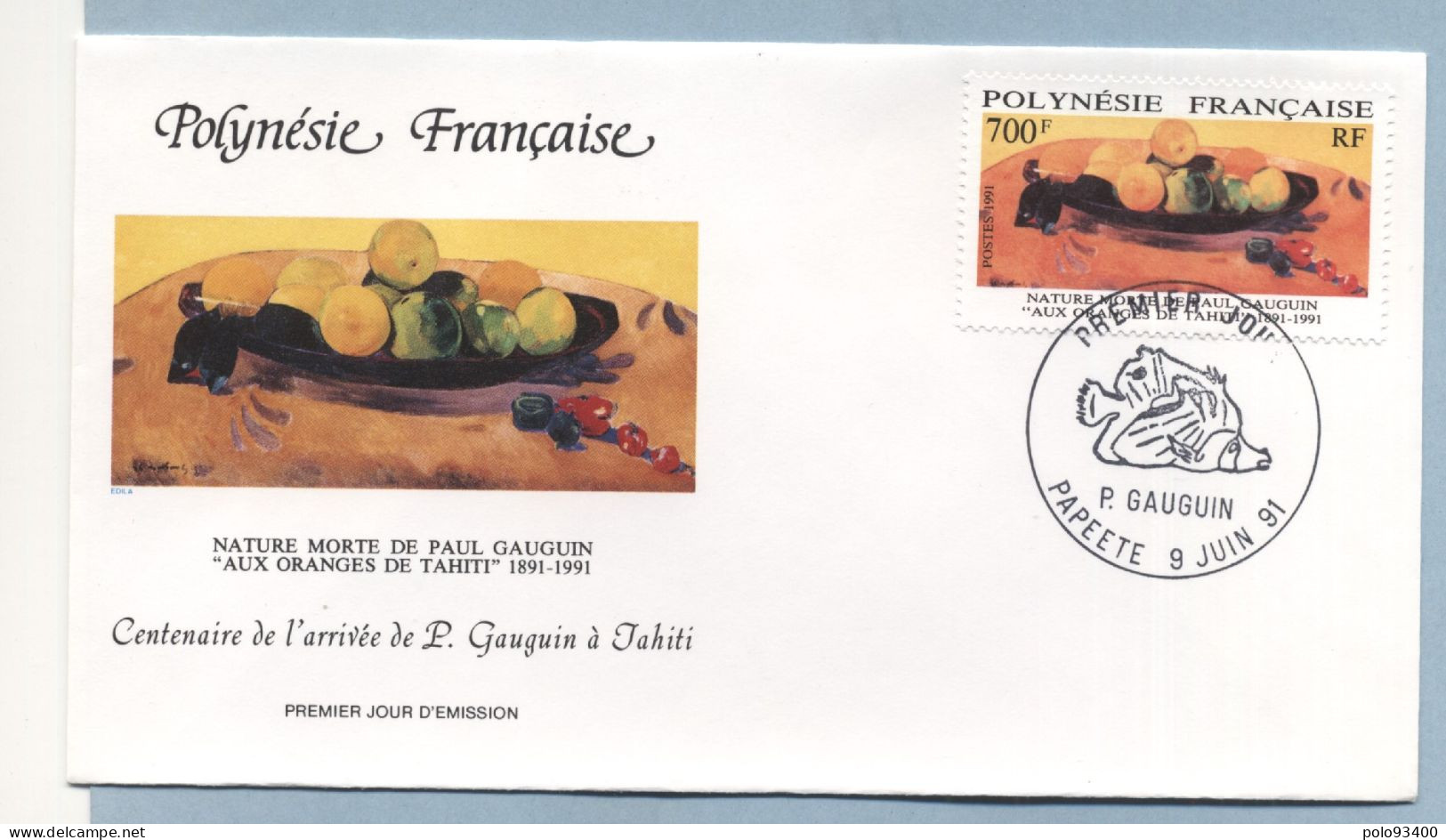 1991 JUIN 09  GAUGUIN 700 FRANCS - Lettres & Documents