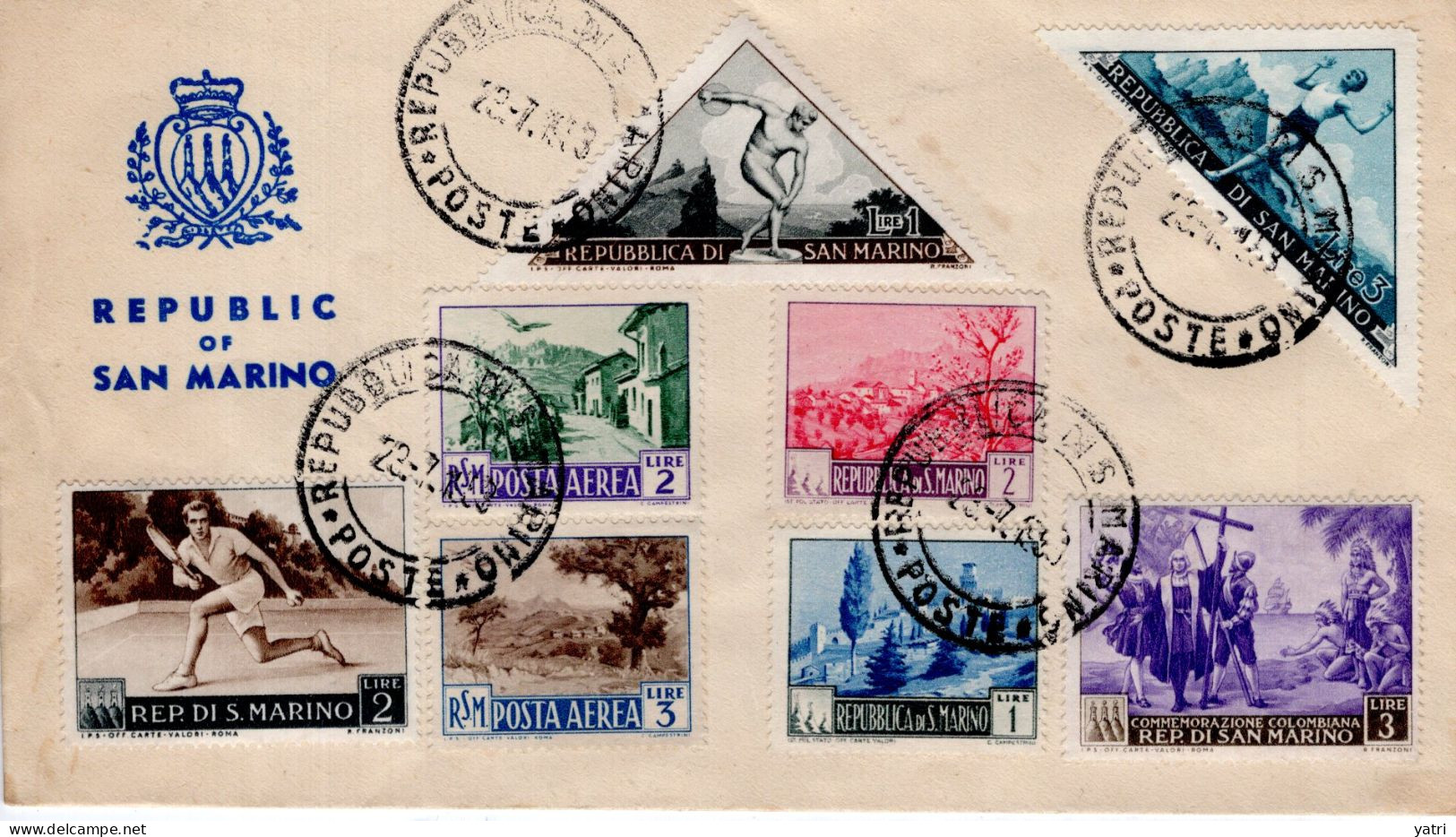 San Marino - 1950/1953 - Valori Annullati Su Busta - Used Stamps