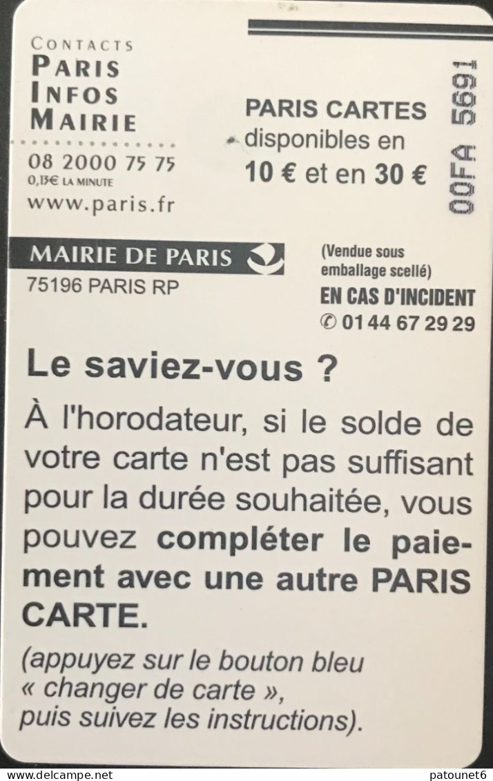 Stationnement  -  PARIS  -  Armoirie Paris  -  30 E. - PIAF Parking Cards