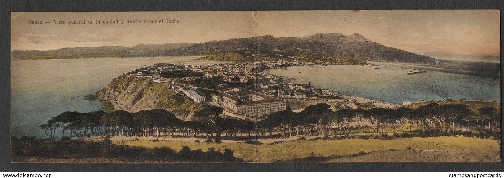 Espagne España CPA Carte Postale Ceuta Vista General Desde El Hacho Postal Double Old Postcard - Ceuta