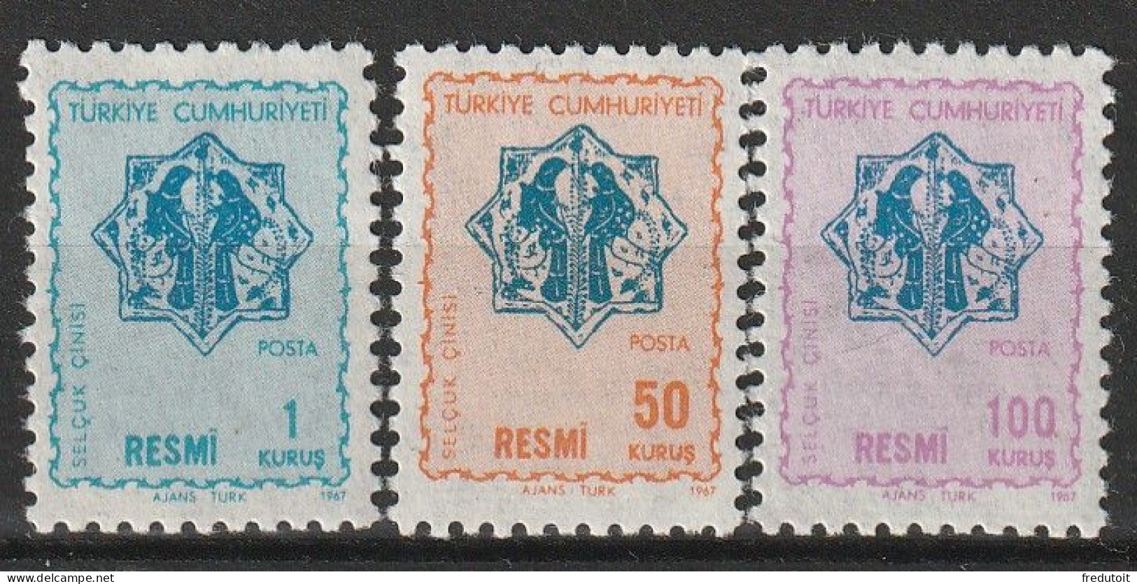 TURQUIE - Timbres De Service N°105/7 ** (1967) - Official Stamps