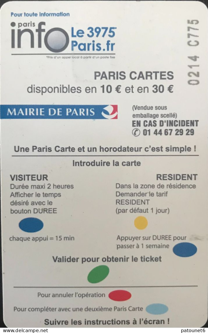 Stationnement  -  PARIS  -   Pensez Aux Handicapés  -  30 E. - Parkkarten