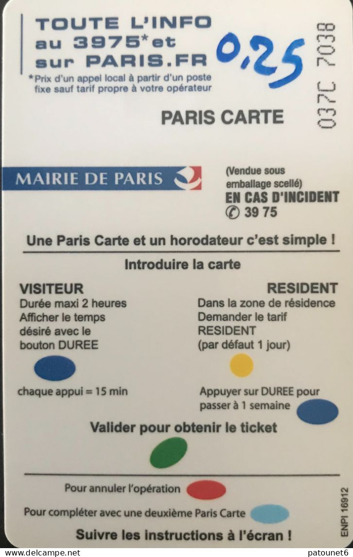 Stationnement  -  PARIS  -   Pensez Aux Handicapés  -  40 E. - PIAF Parking Cards